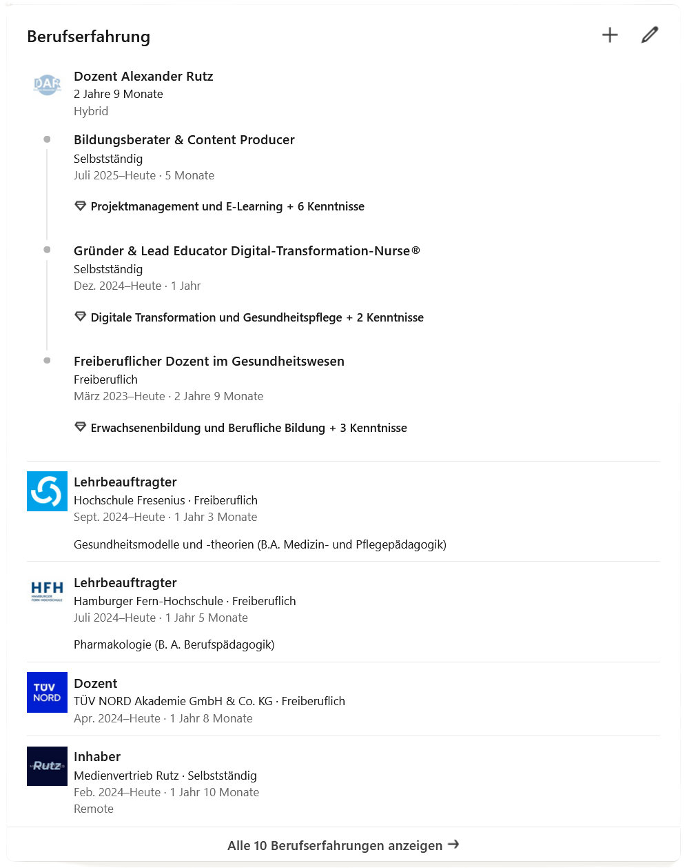 Lebenslauf von Dozent Alexander Rutz