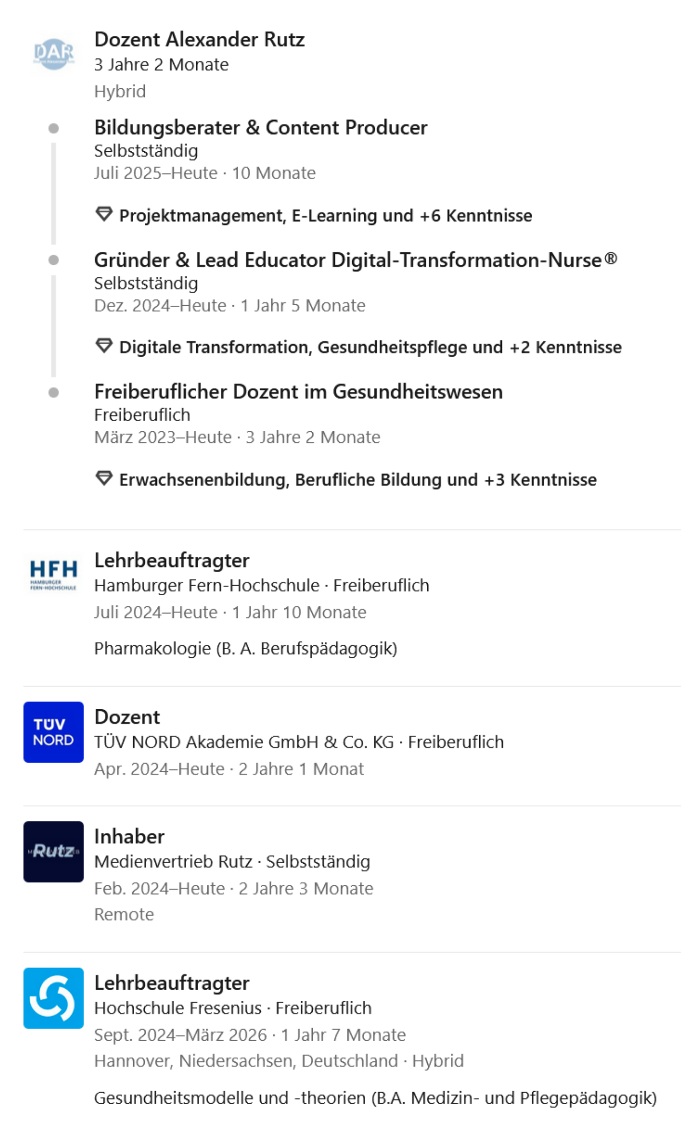 LinkedIn Profil Alexander Rutz